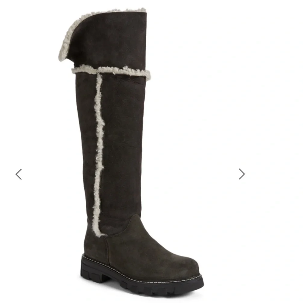 LA CANADIENNE Tamy Suede And Shearling Knee-High Boots